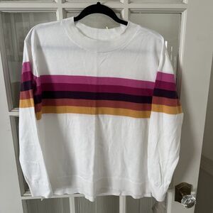 Lands End Sweater Women's Medium Striped Lightweight